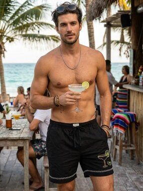 Massive Luxury Black Shorts with Lime Embroidery
